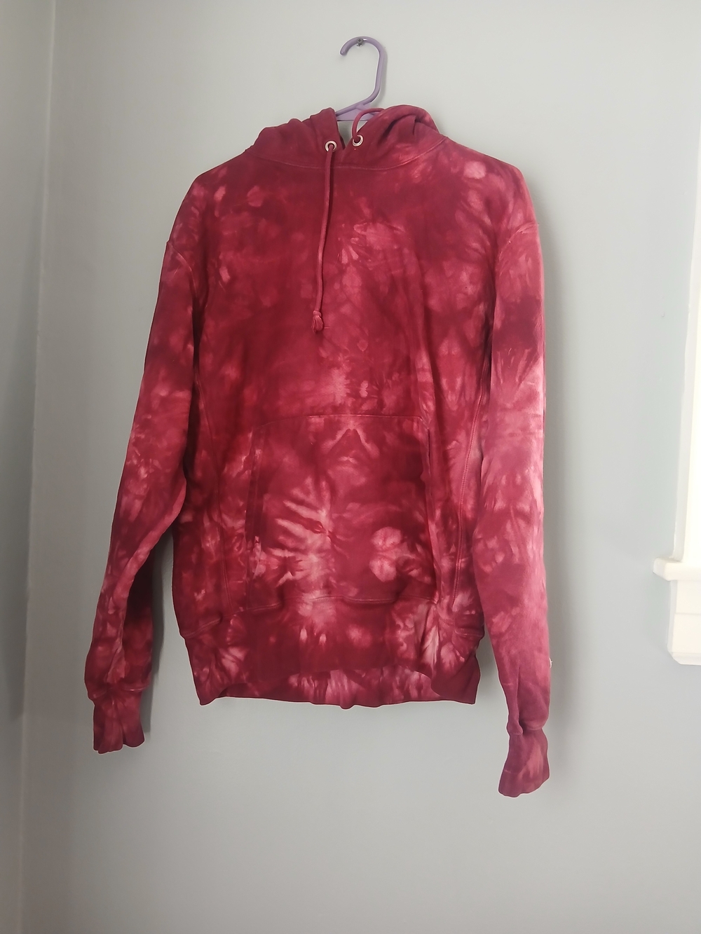 Champion Men's Maroon Tie-Dye Zip-Up Hoodie